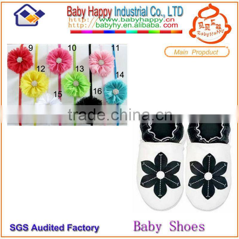 make baby leather shoes and headband set