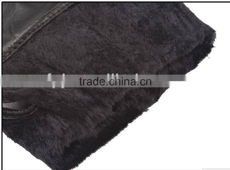 Girls Black Women Pu Leather Gloves with Zipper