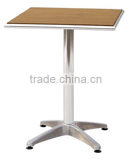 Aluminum plastic wood table for dining or leisure use