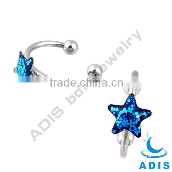 Horseshoe piercing body jewelry 16 gauge G23 titanium glitter nose ring