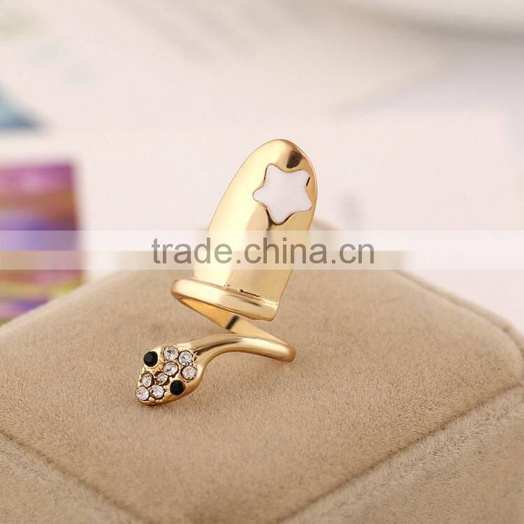 >>>2015 new hot sale women nails rings european style popular stylish crystal snake nail ring