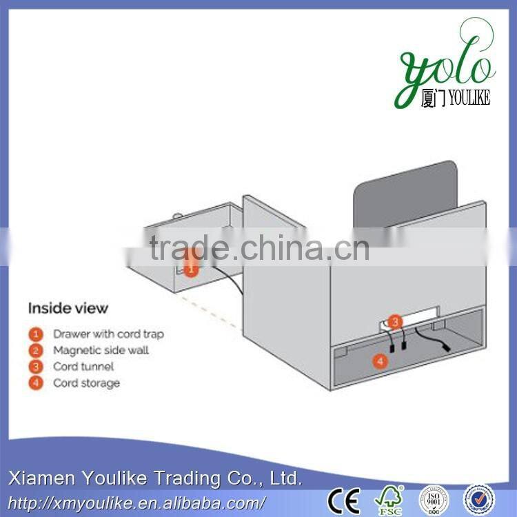 Corner Multi-Device Bamboo Charging and Sunglass Station with Drawer