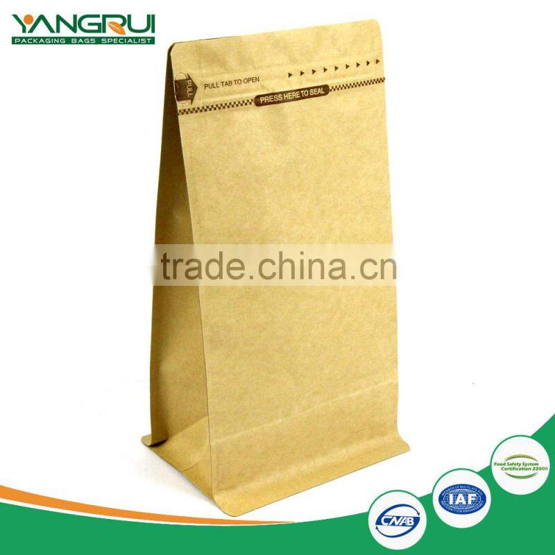 customized flat bottom coffee bag laminated foil stand up bag with zipper top