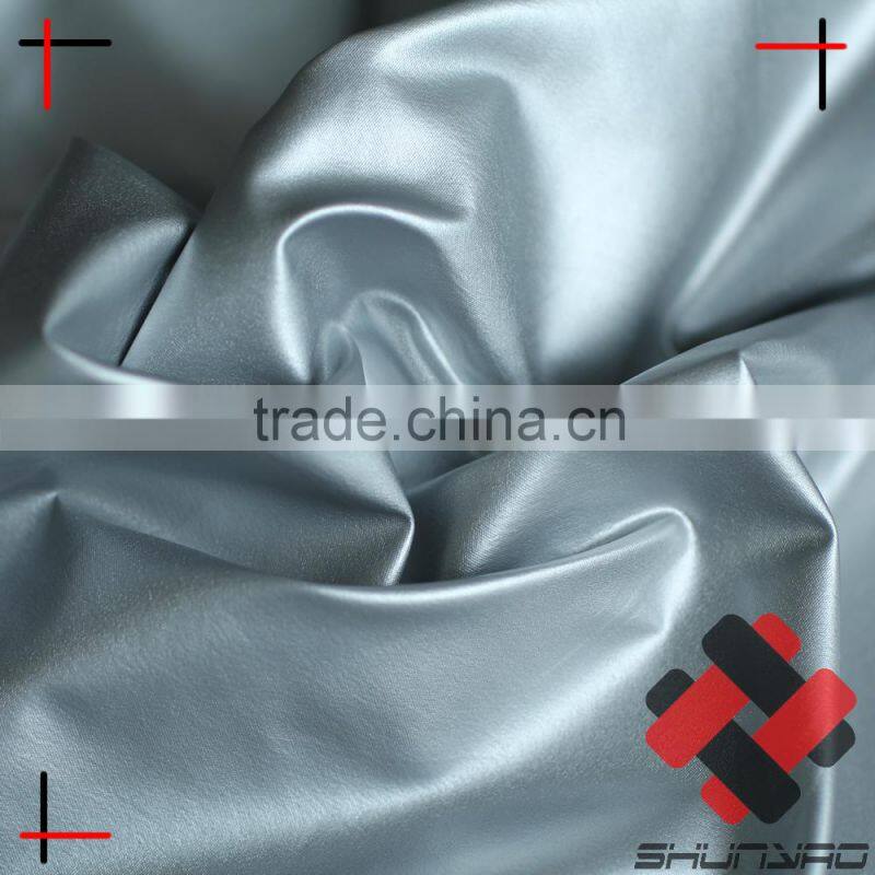 polyester pongee dull hot stamping foil silver fabric soft feel for winter coat down jacket