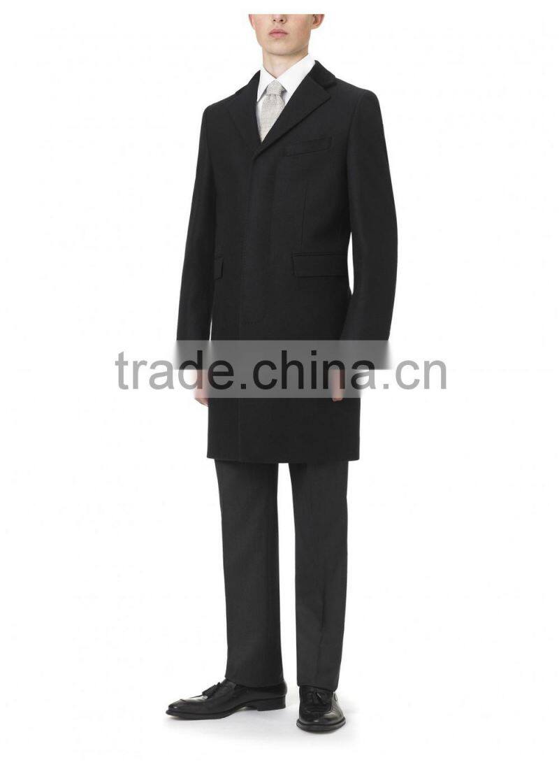 2014 new style 100% cashmere classic black overcoat wool cashmere men