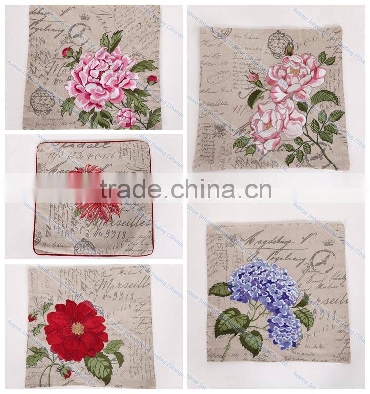 Cheap Decorative Throw Couch Cushion Embroidered Flower Pillow Covers