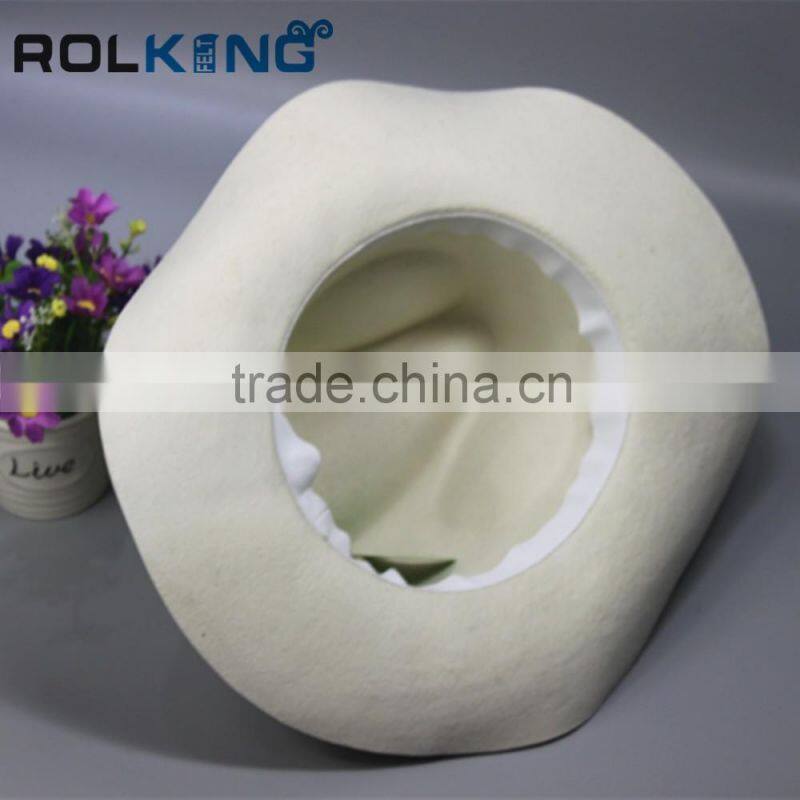 High quality white wide brim wool felt fedro hat
