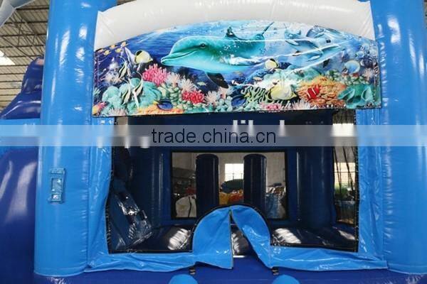 Hot Commercial Grade Cheap Dolphin Water Slide ,28ft Castle Slide
