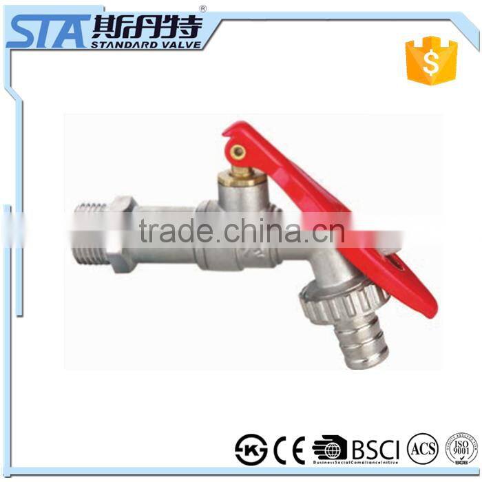 ART.2001 Forge Nickel Plated Brass Water Bibcock Valve With Hose Connector Garden Outdoor Bibcock Basin Tap Toilet Water Bibcock