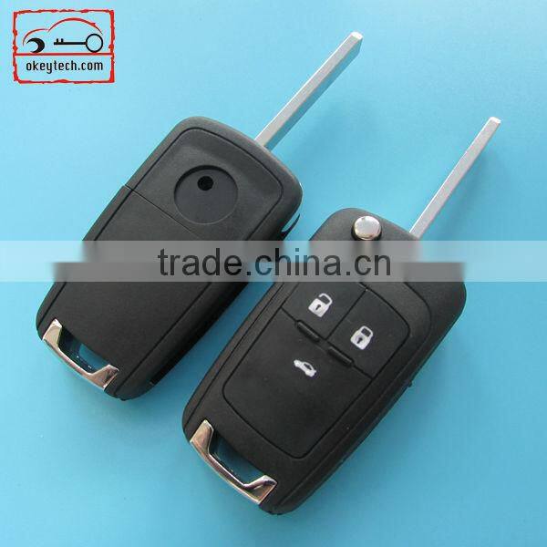 Okeytech car key chevrolet cruze 3 buttons flip key blank for chevrolet cruze key