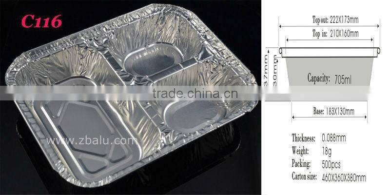 Disposable 3-compartment sunrise food container