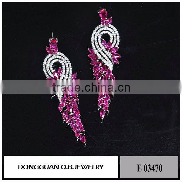 Fashion imitation jewellery/brass earring jewelry hanging stud earrings