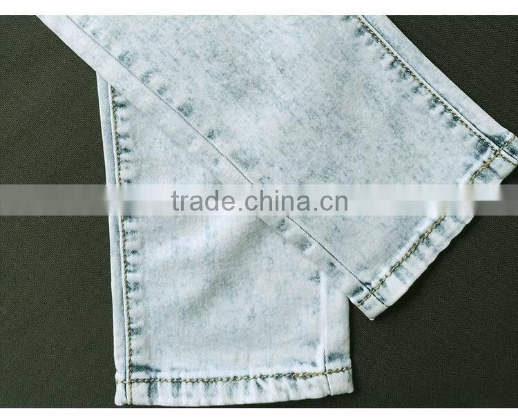 2016 Summer Women Fashion Big Holes Full Length Denim Jean Ladies Sexy Front Cut Baggy High Waist Narrow Bottom Jeans Pants