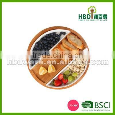 Ceramic food tray with board , snack tray