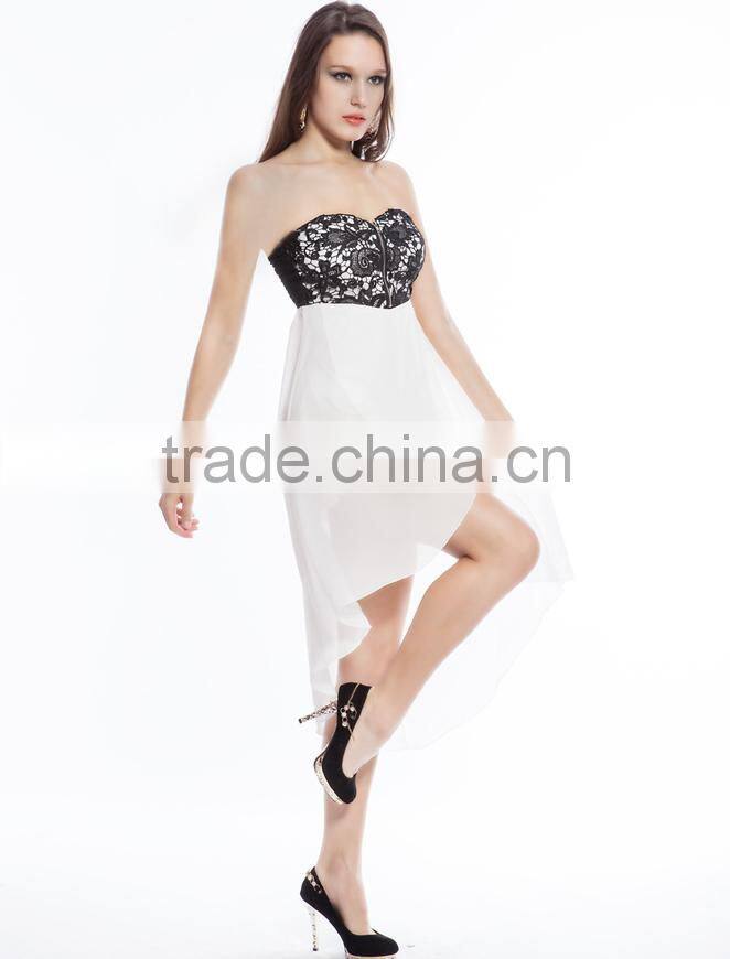 Front zipper fashion ladies off-shoulder white party dresses