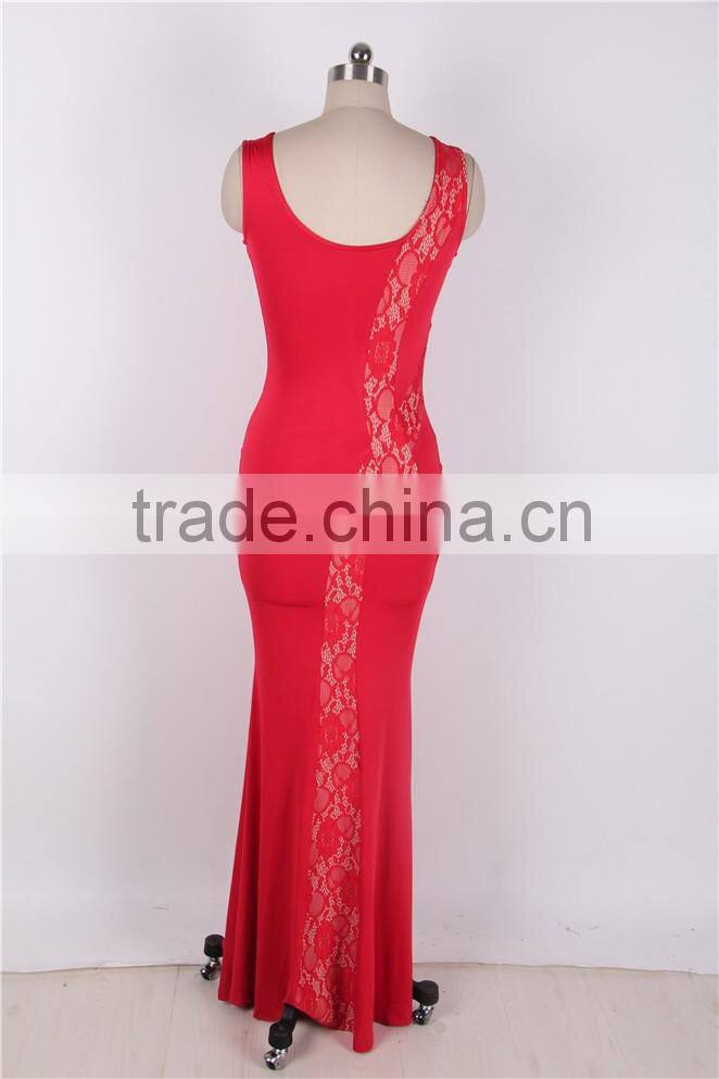 Unique Design Long Style Mature Women Party Wear Red Evening Dress