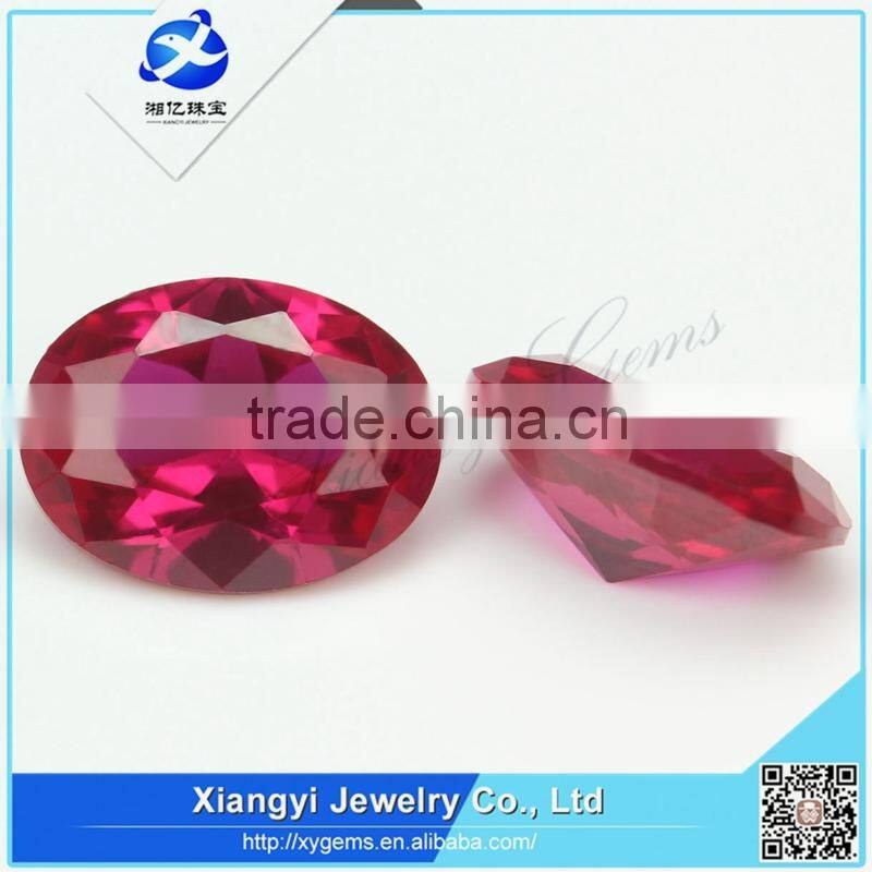 diamond cut round shape lab created ruby gemstone bead for jewelry