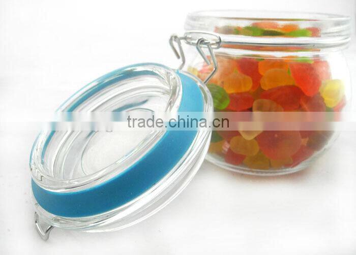 Food grade glass airtight jars with clamp lid
