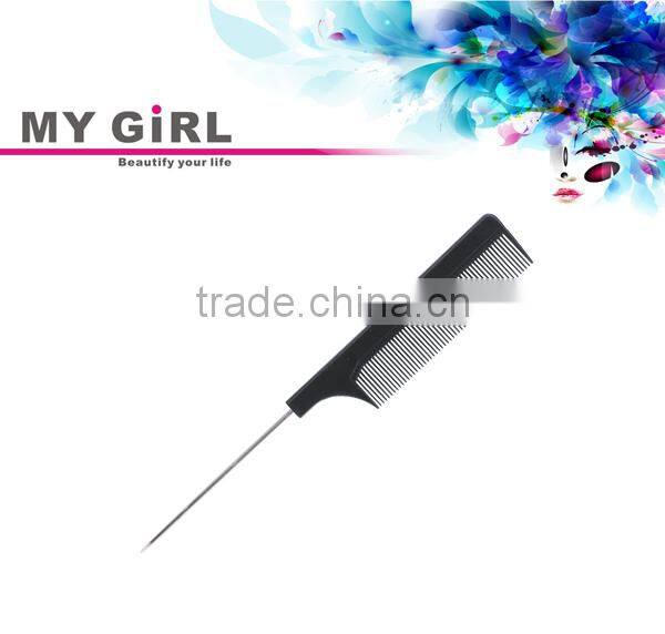 MY GIRL 2016 popular item high quality professional stainless steel handle rat tail carbon fiber comb