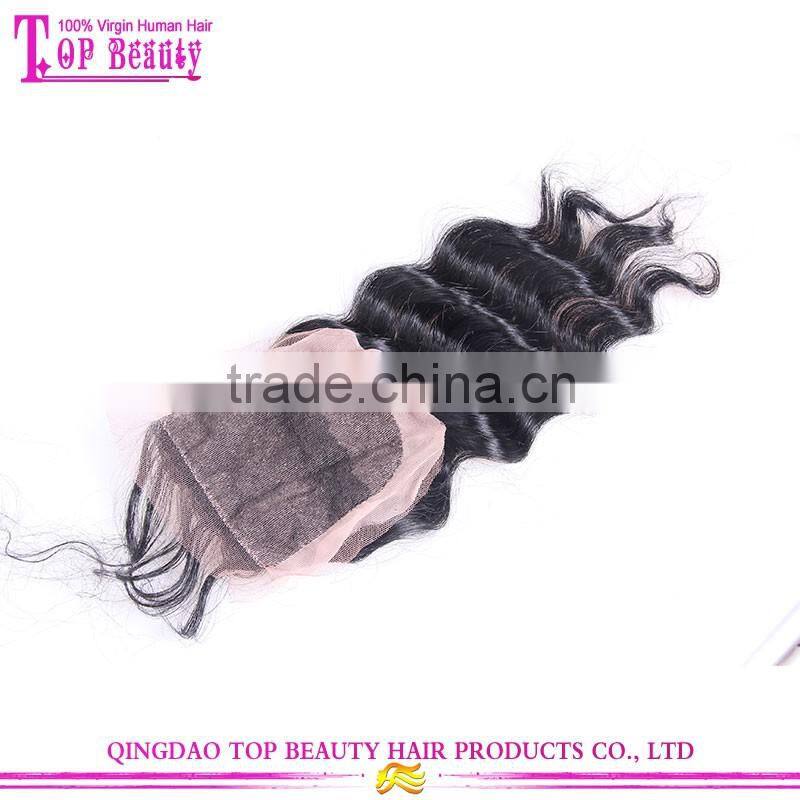 High quality 4X4" virgin brazilian hair cheap stock silk base lace closure free parting cheap silk base closure