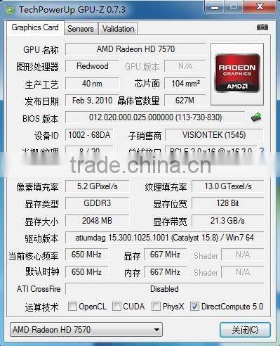 original HD7570 DDR3 2G 128BIT VGA card