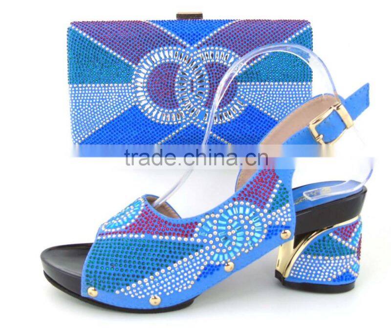 Colorful design bags mix middle heel sandals shoes and bags to match