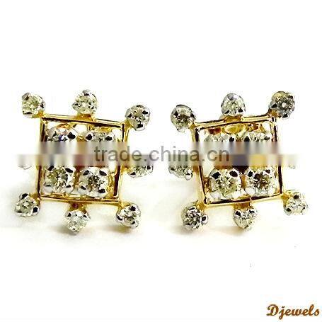 Diamond Gold Earrings, Wedding Diamond Jewelry, Earring Jewelry