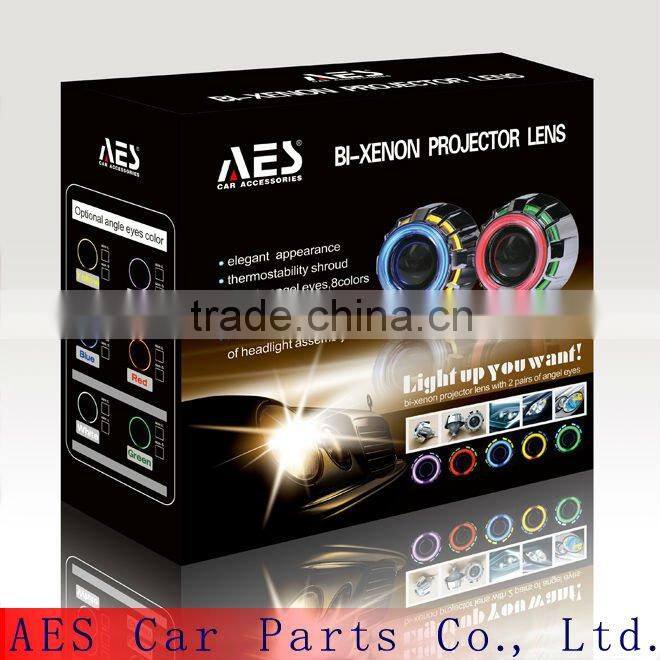 HOT!!Automobile&motorcycle projector headlight with angel eye,car double angel eye projector headlights
