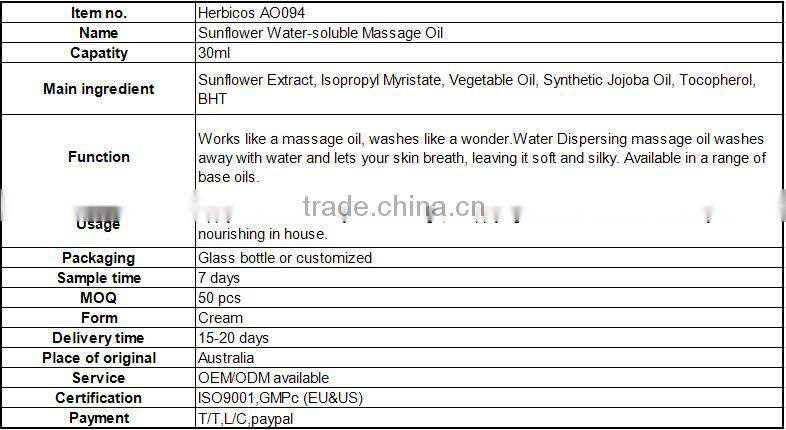 Sunflower water-soluble sensual hot oil massage oil for men