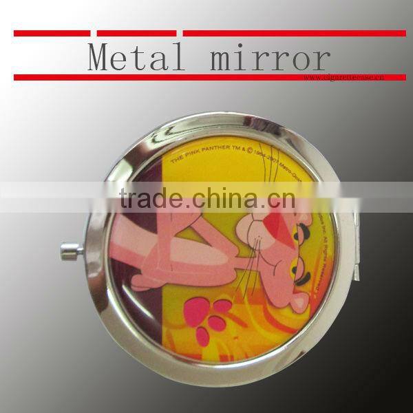 mini double sided mirror, metal mirror with rubber patch