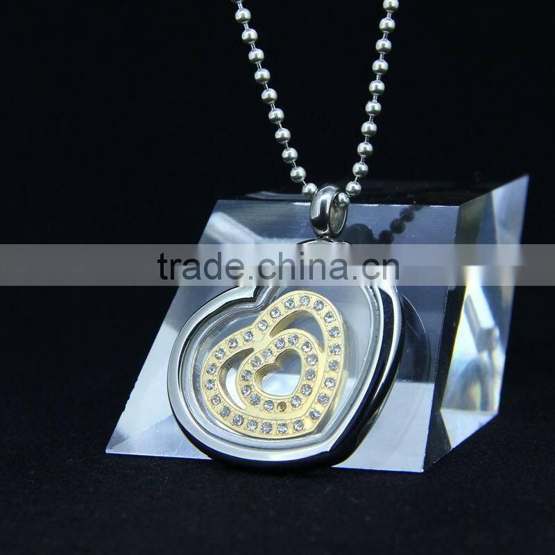 Stainless steel round glass charm pendant for wholesale