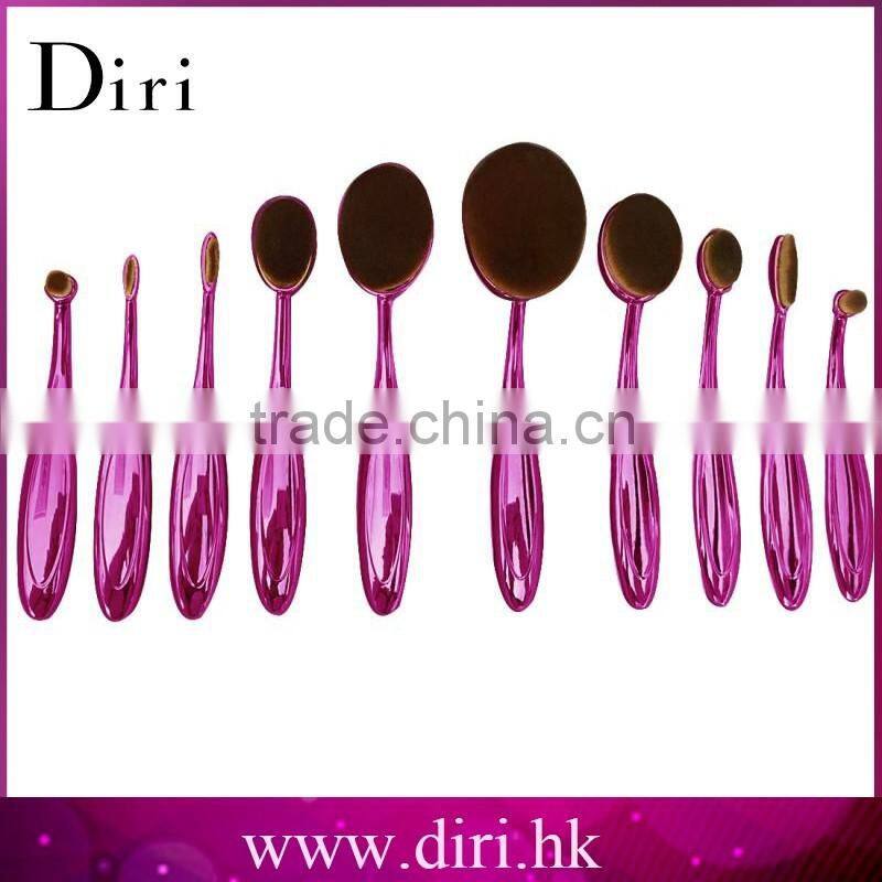 2017 custom logo makeup brushes rose gold painting oval brush set tooth makeup brush set 10pcs