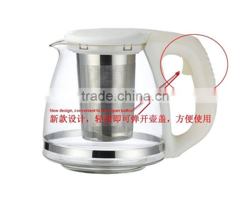 Commercial Heat Resistant Glass Teapot With Stainless Steel Infuser