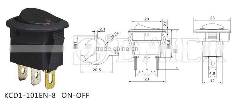 Automotive Rocker Switch with 12VDC LED