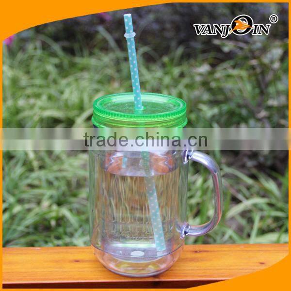 24 oz plastic mason jar with mood straw.