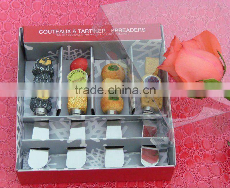 christmas sets stailess steel and resin butter knife