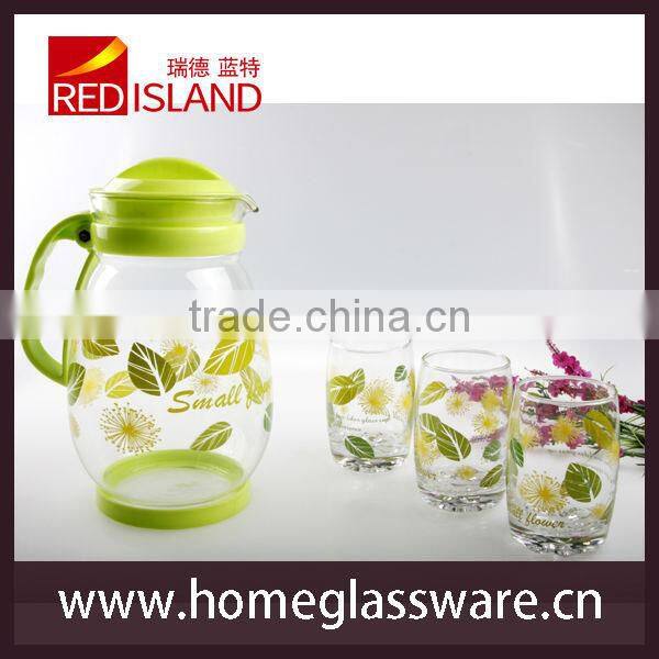 glass pitcher with drinking glass tumblers set