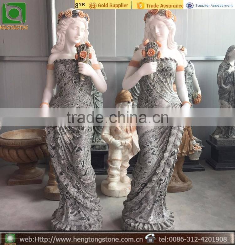Marble Figures Carving Statue With Flowers