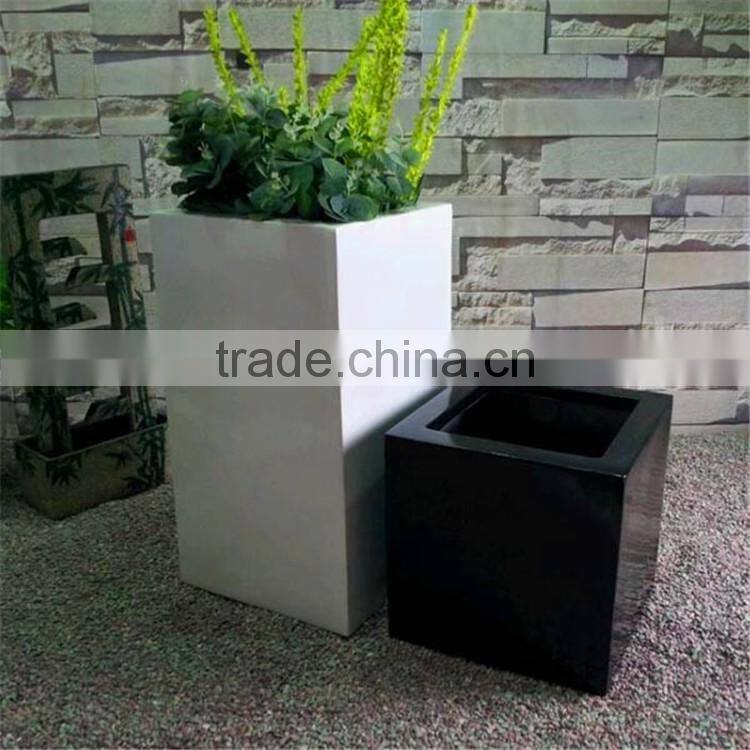 Popular black square fiberglass glazed garden pots