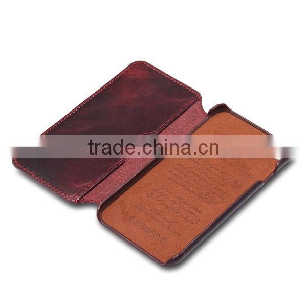 2017 5.5 Inch Universal Cowhide Flip Leather Phone Case For iPhone 7 Plus/6 Plus