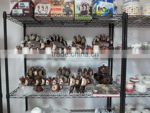 Stocklot rectangular shape yellow line glaze ceramic bakeware with handles