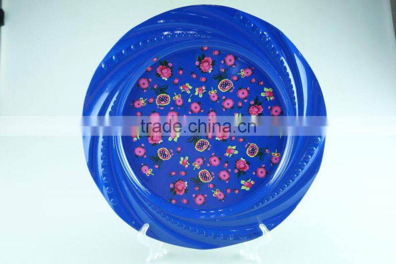 New stainless steel decal and spray paint plate cast Iron food storage dish enamel round dish