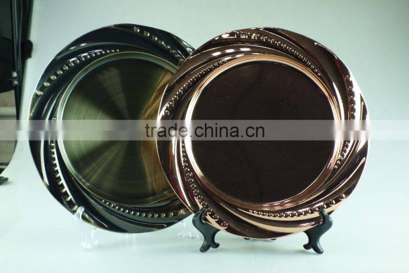 royal round stainless steel wedding plates with multi size and clourful
