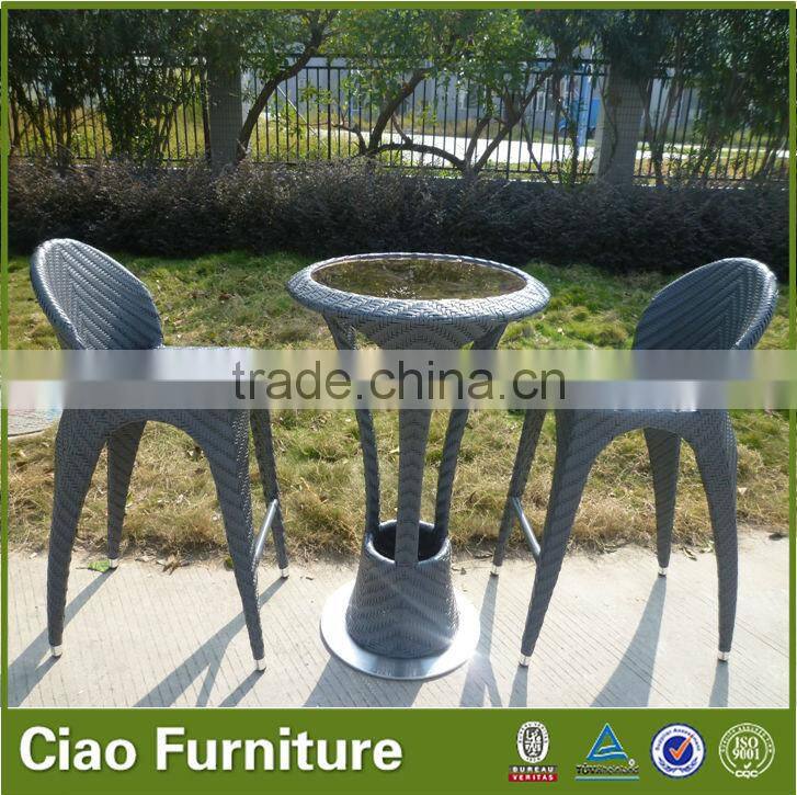 garden outdoor rattan furniturebar table set with brown glass bar stool