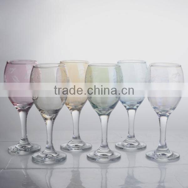 Cheap decorative fancy colored luster wine glasses machine blown