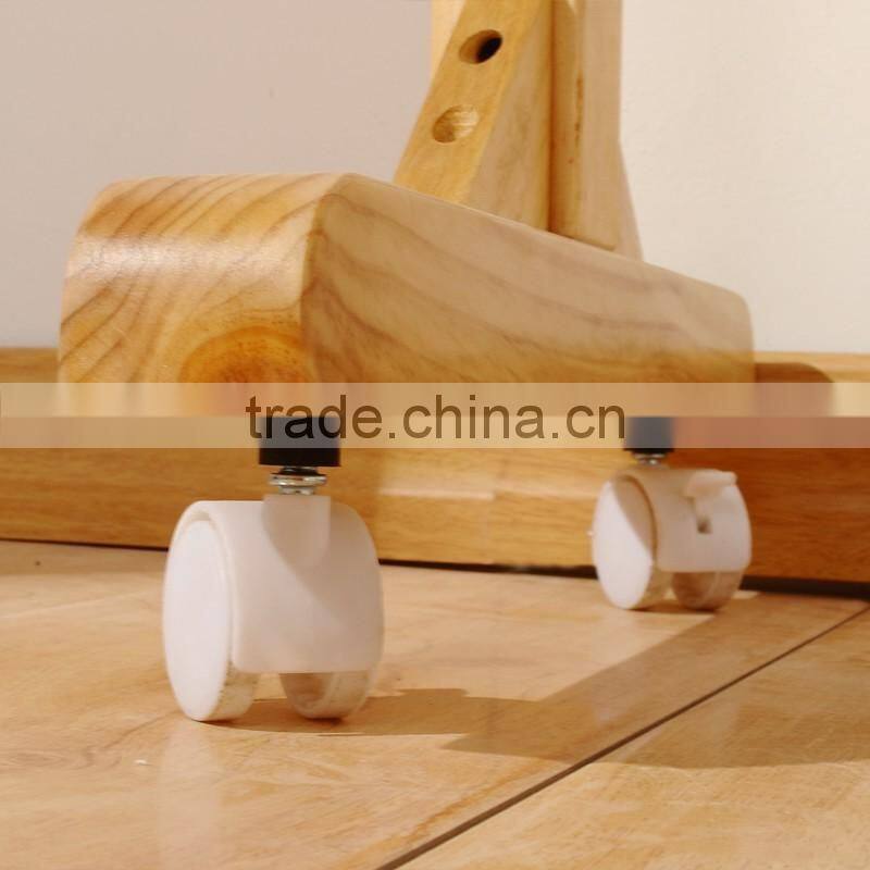 wooden clothe rack with Omni-directional wheel wooden coat hanger