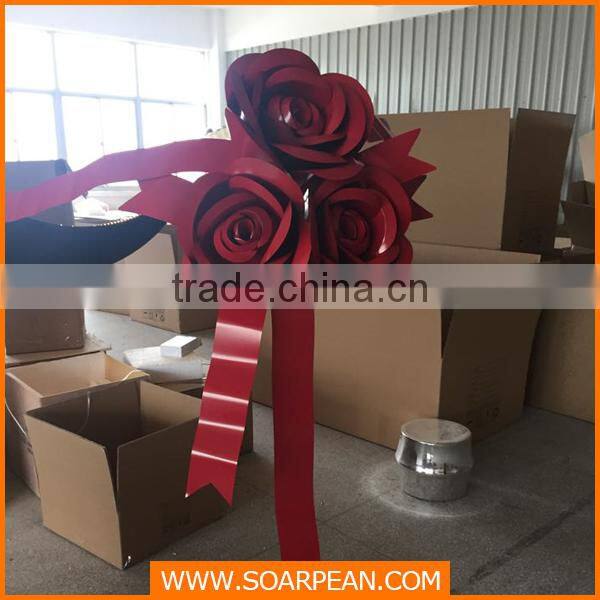 Customized Decorative Red Metal Rose Flower