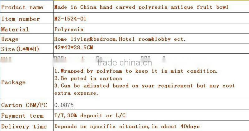 Made in China hand carved polyresin antique fruit bowl