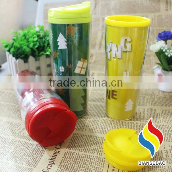160z double-wall plastic travel mug with DIY paper insert