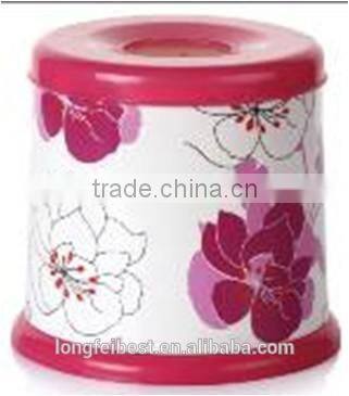 Square tissue box with colorful bottom, white decal tissue box